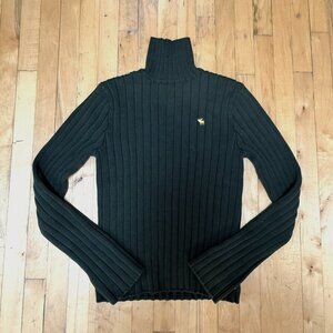 Vintage Abercrombie Sweater Mens Medium Green 92 Ribbed Mock Neck